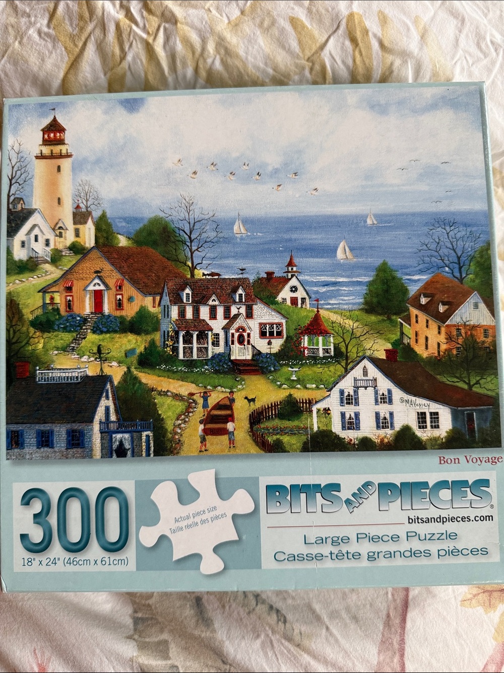 Bits and Pieces Bon Voyage 300-Piece Puzzle — Coastal Scene in Blue
